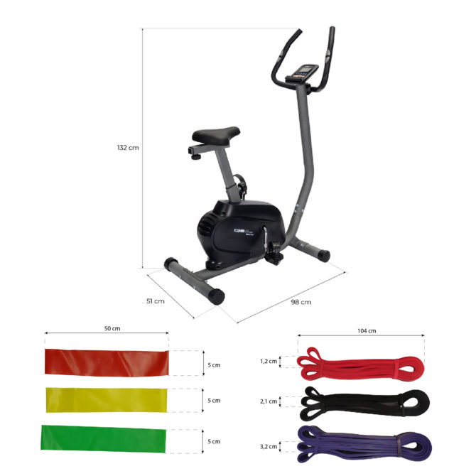 Pacote de bicicleta estática keboo 900 98x51x132 cm 16 velocidades e 6 faixas elásticas Treinamento de níveis diferentes - Image 4