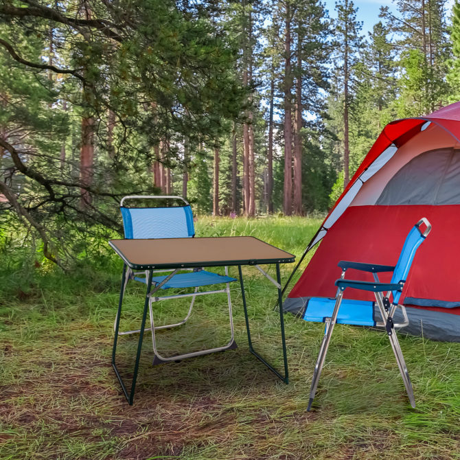 Mesa Plegable de Camping Multiusos Solenny 80x60 cm Pack Camping | 2 Sillas Plegables Altas de 58x54x81 cm | Mesa Plegable de Jardín o Playa | Material Durolac - Imagen 2