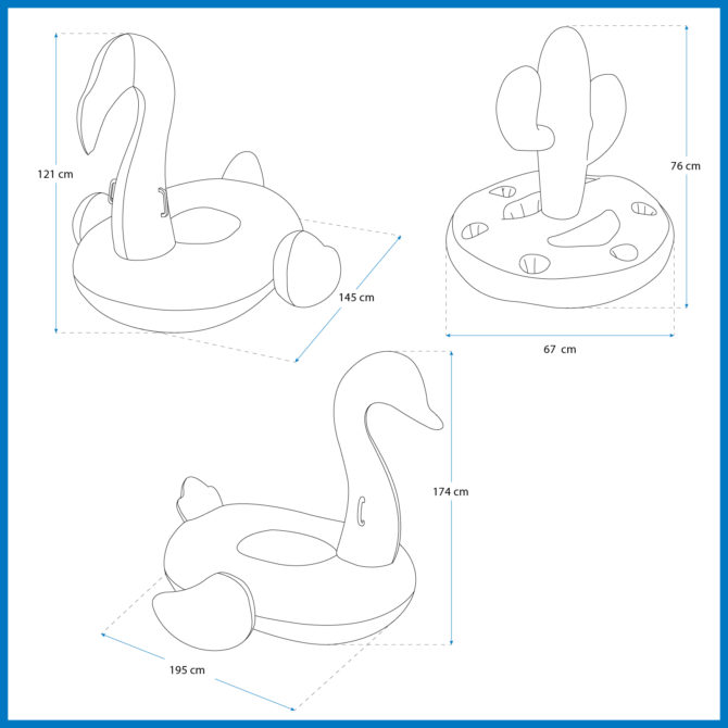 Pack Hinchables XL Bestway Cisne Blanco 196x174 cm Flamenco Rosa 170x158x141 cm Isla Portabebidas para 6 Bebidas - Imagen 4