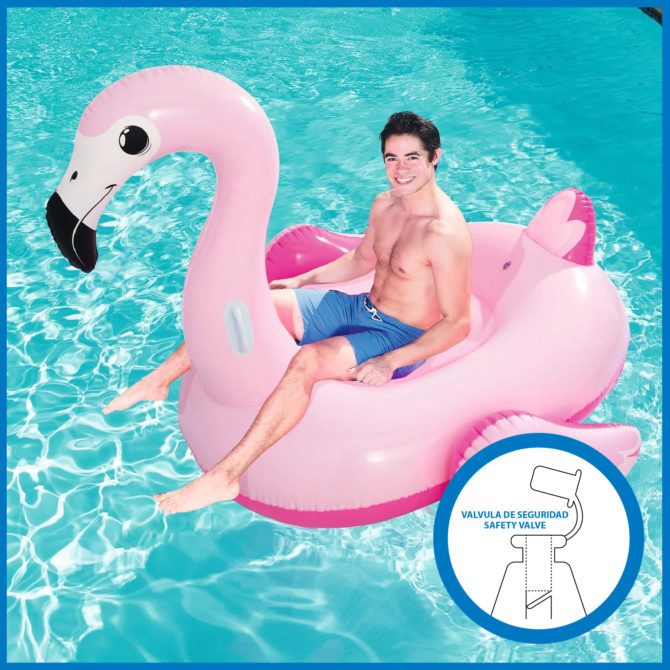 Pack Hinchables XL Bestway Cisne Blanco 196x174 cm Flamenco Rosa 170x158x141 cm Isla Portabebidas para 6 Bebidas - Imagen 5