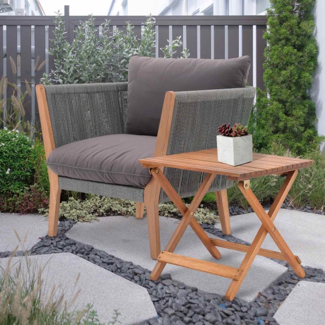 Mesa Auxiliar para Terraza o Balcón Chillvert Savona 48x48x46 cm Plegable de Madera de Bosques Sostenibles Tamaño Compacto - Imagen 2