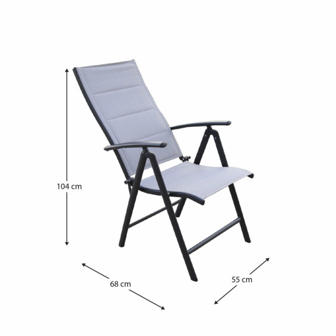 Conjunto de 2 sillones de Jardín Multiposición Chillvert Sicilia 55x68x104 cm Fabricadas en Aluminio y Textilene Gris Antracita - Imagen 4