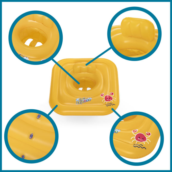 Flotador Hinchable para Bebés de 1 a 2 años Bestway Swin Safe 72x24 cm con Asiento Incluido Color Amarillo - Imagen 3