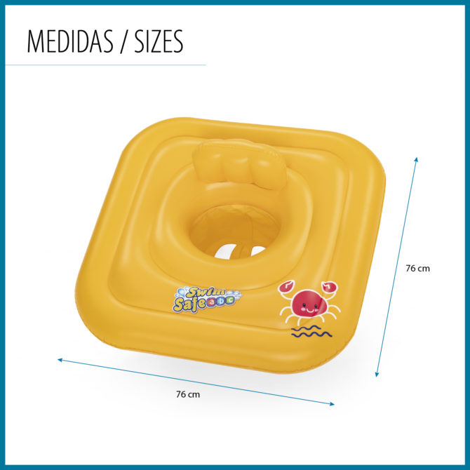 Flotador Hinchable para Bebés de 1 a 2 años Bestway Swin Safe 72x24 cm con Asiento Incluido Color Amarillo - Imagen 4