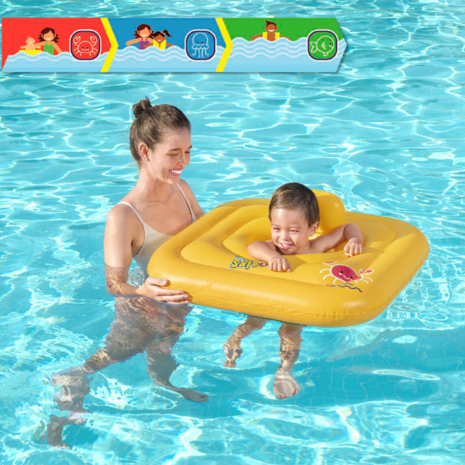 Flotador Hinchable para Bebés de 1 a 2 años Bestway Swin Safe 72x24 cm con Asiento Incluido Color Amarillo - Imagen 5