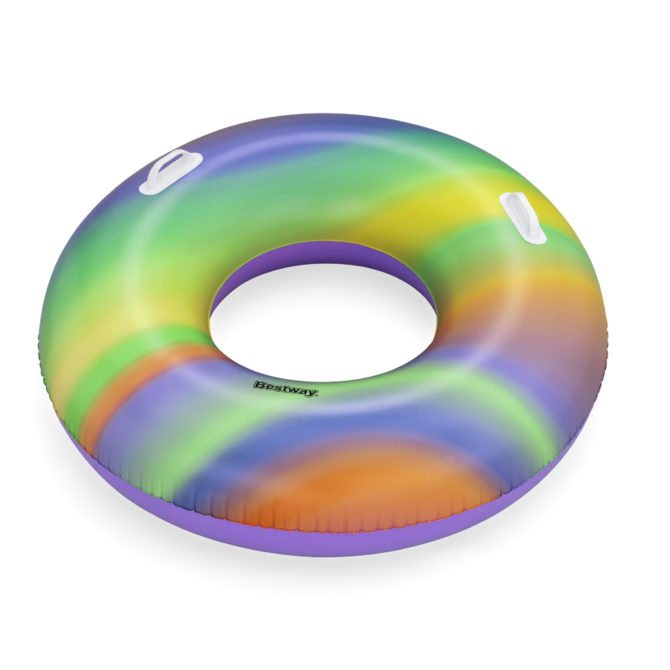 Flotador Hinchable para Playa o Piscina Bestway Nautical Rainbow Tube 105x33 cm con Asas de Seguridad Multicolor