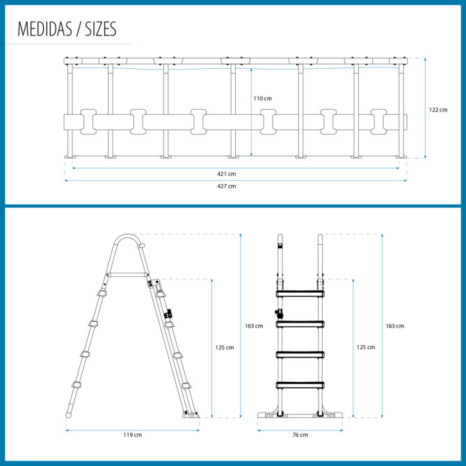 Piscina Tubular Redonda Bestway Steel Pro Max 427x122 cm con Depuradora de Cartucho Cobertor y Escalera Diseño Piedra - Imagen 4