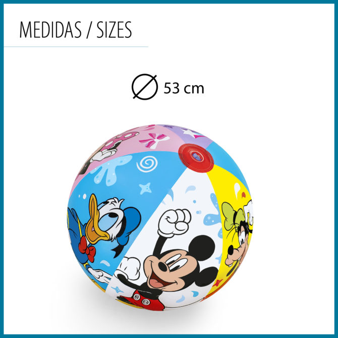 Pelota Hinchable para Playa o Piscina Bestway Mickey Mousse 51 cm Diámetro Multicolor con Válvula de Seguridad - Imagen 4