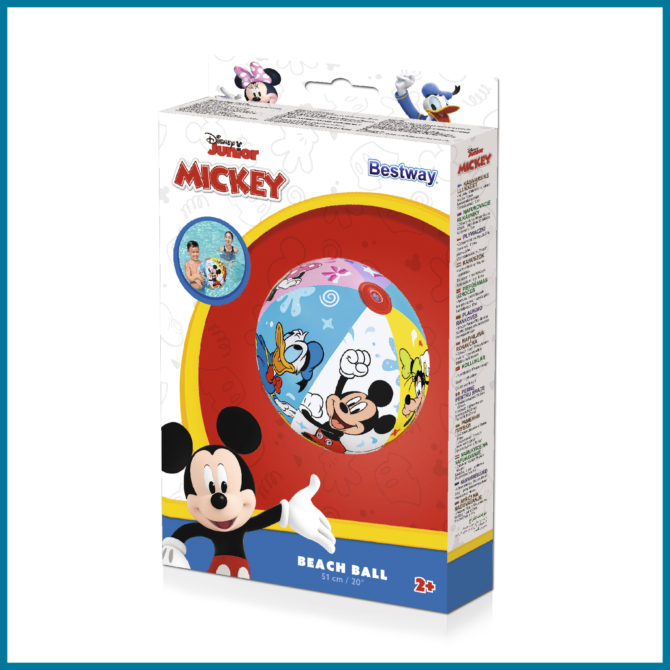 Pelota Hinchable para Playa o Piscina Bestway Mickey Mousse 51 cm Diámetro Multicolor con Válvula de Seguridad - Imagen 6