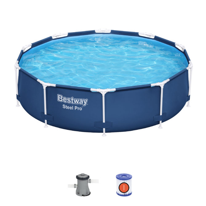 Piscina Desmontable Redonda Bestway Steel Pro 305x76 cm con Depuradora de Cartucho de 1.249 l/h Color Azul