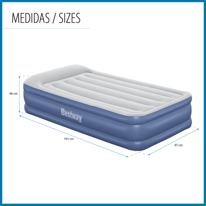 Cama Hinchable Bestway Tritech Individual 191x97x46 cm Soporta hasta 150 Kg Inflado en 3 Minutos con Refuerzo Perimetral - Imagen 4