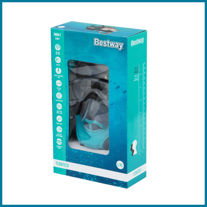 Máscara Completa de Buceo con Esnórquel Para Adultos Bestway Flowtech Talla L/XL con Visión Completa de 180° - Imagen 6