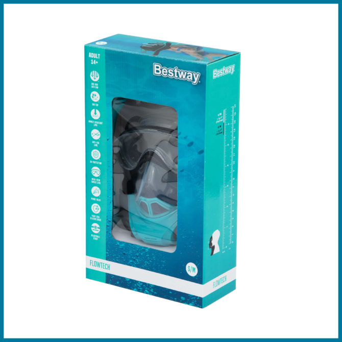 Máscara Completa de Buceo con Esnórquel para Adultos Bestway Flowtech Talla S/M con Visión Completa de 180° - Imagen 6