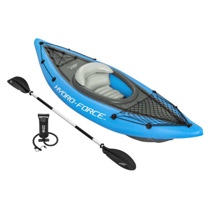 Kayak Hinchable Individual Bestway Hydro Force Cove Champion 275x81x45 cm con Pala de Aluminio y Bomba de Mano Incluida