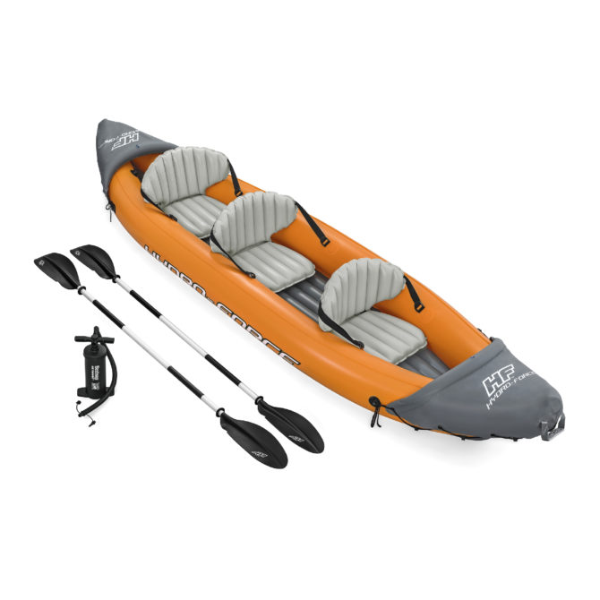 Kayak Hinchable para 3 Personas Bestway Hydro Force Rapid 381x100x44 cm con 2 Palas de Aluminio y Bomba de Mano Incluida