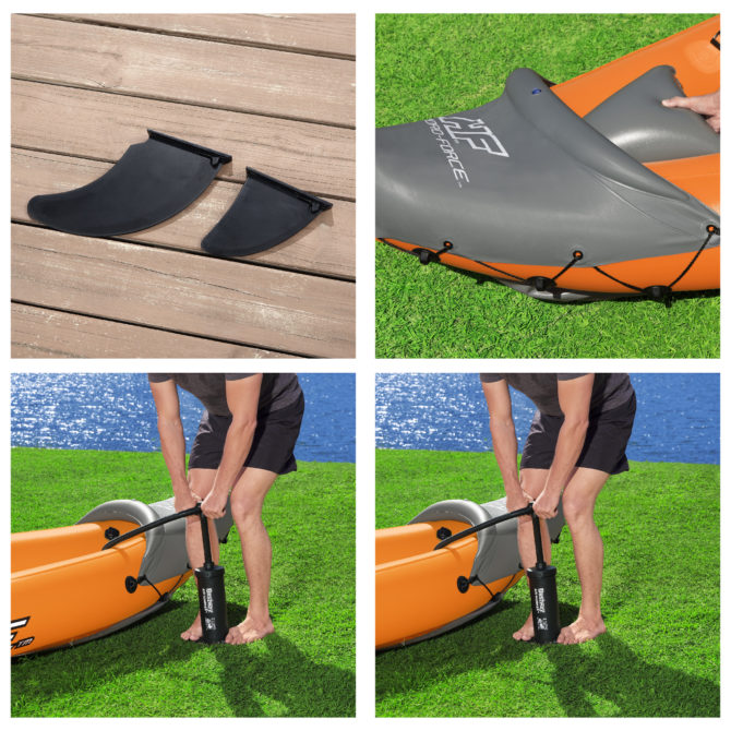 Kayak Hinchable para 3 Personas Bestway Hydro Force Rapid 381x100x44 cm con 2 Palas de Aluminio y Bomba de Mano Incluida - Imagen 7