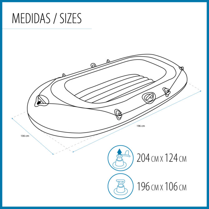 Barca Hinchable para 1 Adulto y 1 Niño Bestway Kondor Elite 2000 Raft 196x106x31 cm con Asas y Suelo Hinchable - Imagen 4