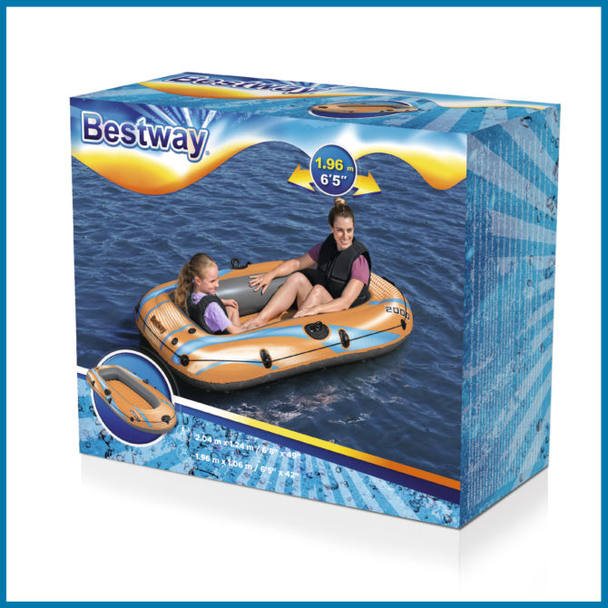 Barca Hinchable para 1 Adulto y 1 Niño Bestway Kondor Elite 2000 Raft 196x106x31 cm con Asas y Suelo Hinchable - Imagen 6