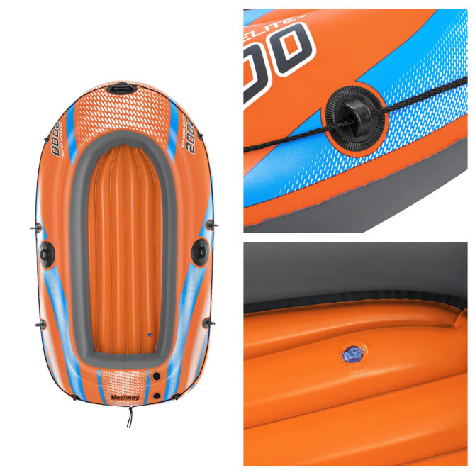 Barca Hinchable para 1 Adulto y 1 Niño Bestway Kondor Elite 2000 Raft 196x106x31 cm con Asas y Suelo Hinchable - Imagen 7