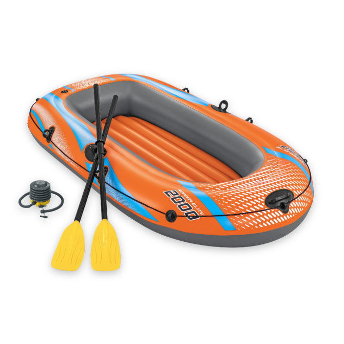 Barca Hinchable Para 1 Adulto y 1 Niño Bestway Kondor Elite 2000 Raft 196x106x31 cm con 2 Remos y Bomba de Pie Incluida