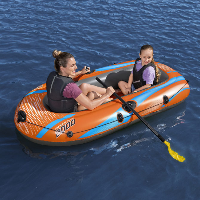 Barca Hinchable Para 1 Adulto y 1 Niño Bestway Kondor Elite 2000 Raft 196x106x31 cm con 2 Remos y Bomba de Pie Incluida - Imagen 2