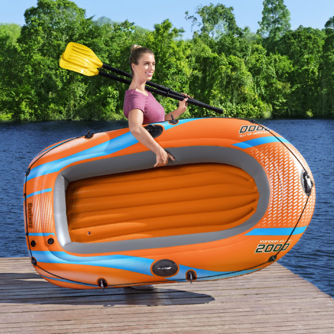 Barca Hinchable Para 1 Adulto y 1 Niño Bestway Kondor Elite 2000 Raft 196x106x31 cm con 2 Remos y Bomba de Pie Incluida - Imagen 5