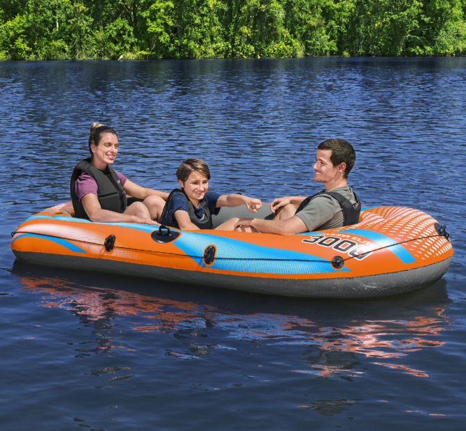 Barca Hinchable para 2 Adultos y 1 Niño Bestway Kondor Elite 3000 Raft 246x122x45 cm con Asas y Suelo Hinchable - Imagen 2