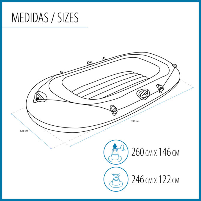 Barca Hinchable para 2 Adultos y 1 Niño Bestway Kondor Elite 3000 Raft 246x122x45 cm con Asas y Suelo Hinchable - Imagen 4