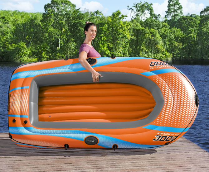 Barca Hinchable para 2 Adultos y 1 Niño Bestway Kondor Elite 3000 Raft 246x122x45 cm con Asas y Suelo Hinchable - Imagen 5