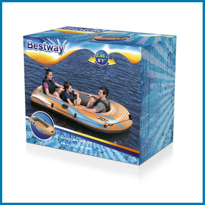 Barca Hinchable para 2 Adultos y 1 Niño Bestway Kondor Elite 3000 Raft 246x122x45 cm con Asas y Suelo Hinchable - Imagen 6