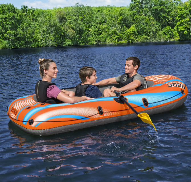 Barca Hinchable para 2 Adultos y 1 Niño Bestway Kondor Elite 3000 Raft 246x122x45 cm con 2 Remos y Bomba de Pie Incluida - Imagen 2