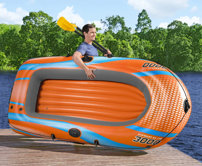 Barca Hinchable para 2 Adultos y 1 Niño Bestway Kondor Elite 3000 Raft 246x122x45 cm con 2 Remos y Bomba de Pie Incluida - Imagen 5