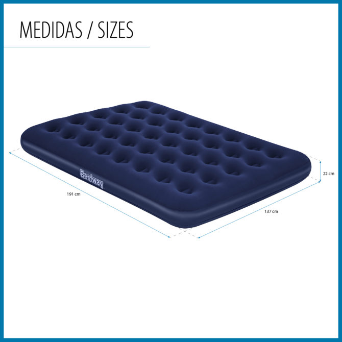 Colchón de Camping Hinchable Bestway Horizon Doble 191x137x22 cm Soporta hasta 300 Kg Color Azul - Imagen 4