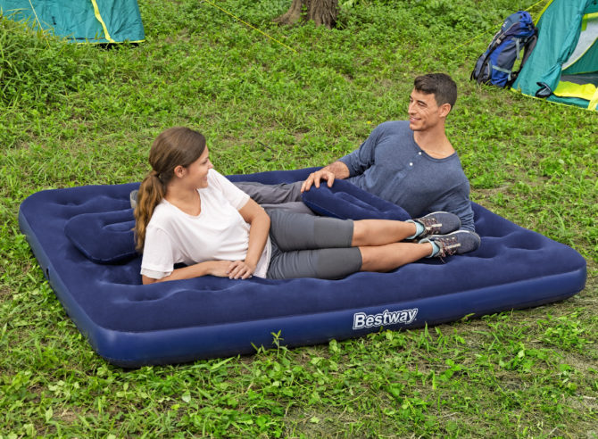 Colchón de Camping Hinchable Bestway Horizon Doble 191x137x22 cm Soporta hasta 300 Kg con Inflador y 2 Almohadas Color Azul - Imagen 2