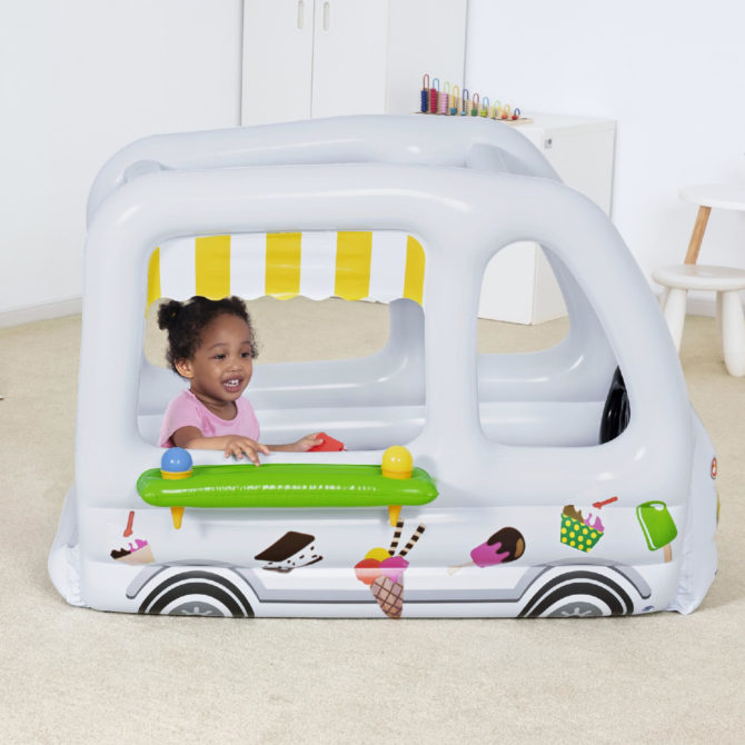 Saltador Hinchable con 10 Bolas de Juego Bestway Scoops'n Smiles 122x84 cm Color Blanco con Paredes Hinchables - Imagen 2