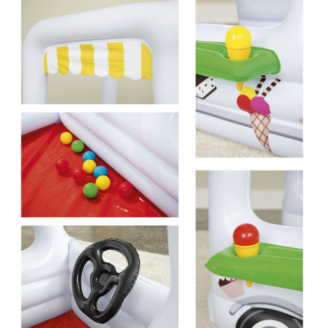 Saltador Hinchable con 10 Bolas de Juego Bestway Scoops'n Smiles 122x84 cm Color Blanco con Paredes Hinchables - Imagen 3