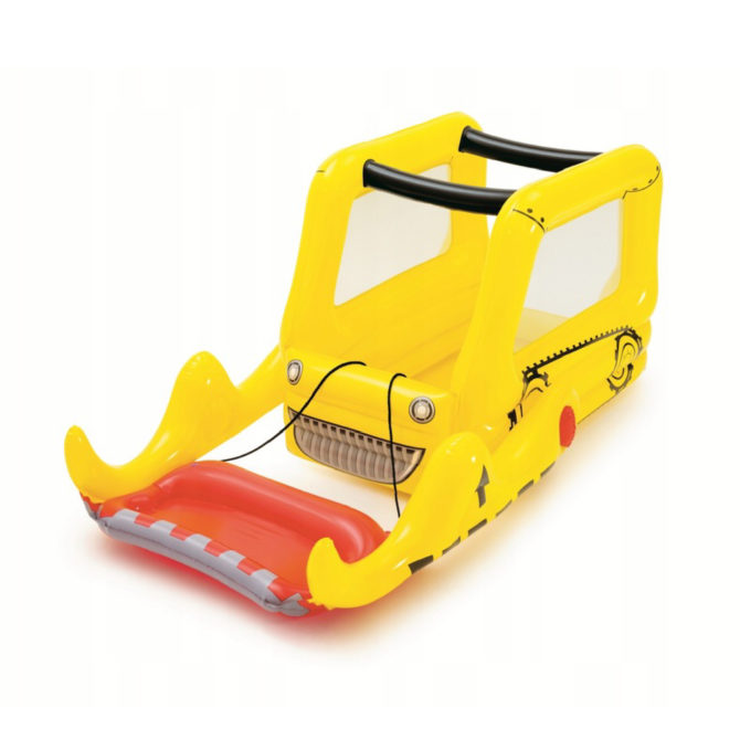 Saltador Hinchable con 25 Bolas de Juego Bestway Inflatable Bulldozer 198x105x84 cm Color Amarillo con Malla de Seguridad