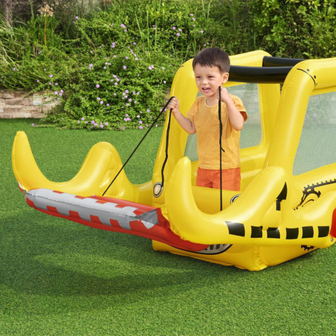 Saltador Hinchable con 25 Bolas de Juego Bestway Inflatable Bulldozer 198x105x84 cm Color Amarillo con Malla de Seguridad - Imagen 3