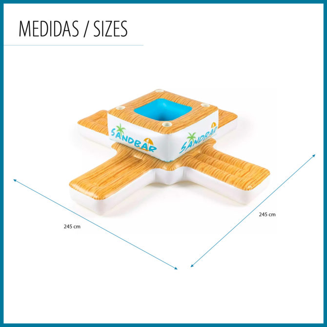 Colchoneta Hinchable con Nevera Incorporada Bestway SandBar 242x242x67 cm con 4 Plazas,Nevera y 4 Posavasos - Imagen 4