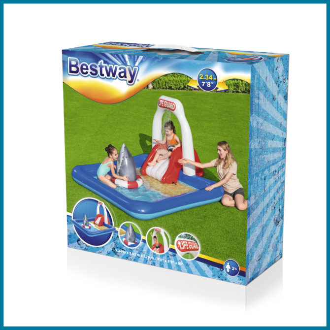 Saltador Hinchable Bestway Lifeguard Tower Play Center 234x203x129 cm con Aspersores, Tobogán y Tiburón Hinchable - Imagen 6