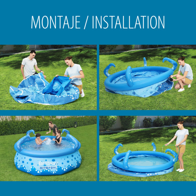 Piscina Hinchable para Niños Bestway OctoPool 274x76 cm con 4 Tentáculos Colo Azul con Capacidad de 3153 Litros - Imagen 7