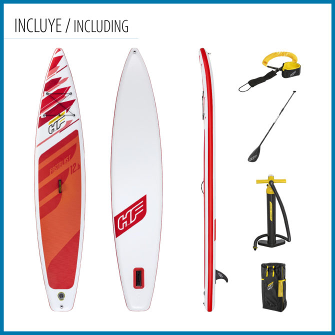 Tabla de Paddle Surf Hinchable Individual Bestway Hydro Force Fastblast Tech 381x76x15 cm con Pala, Bomba de Mano y Mochila - Imagen 6