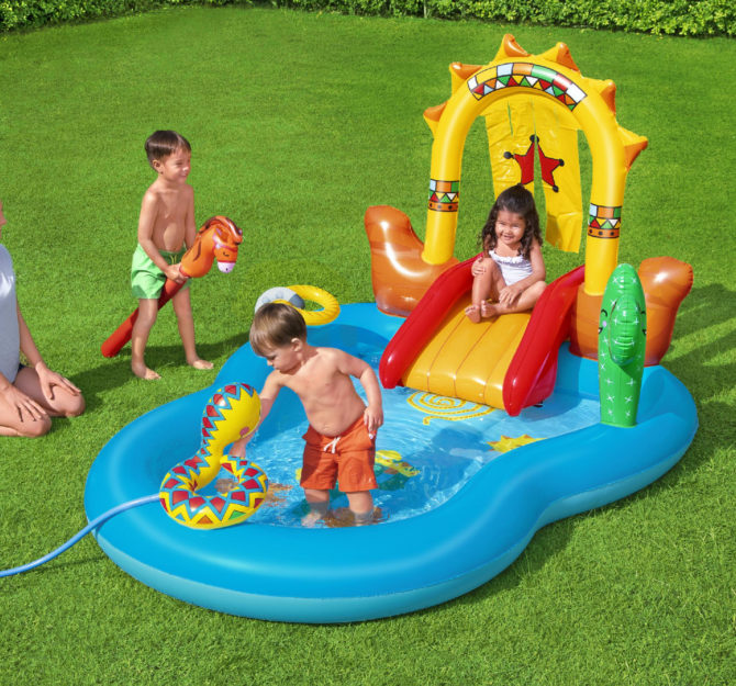 Piscina Hinchable Bestway Wild West Play Center 264x188x140 cm con Herradura, Caballo Hinchable y Tobogán - Imagen 2