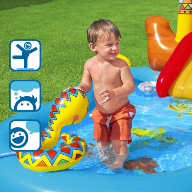 Piscina Hinchable Bestway Wild West Play Center 264x188x140 cm con Herradura, Caballo Hinchable y Tobogán - Imagen 7