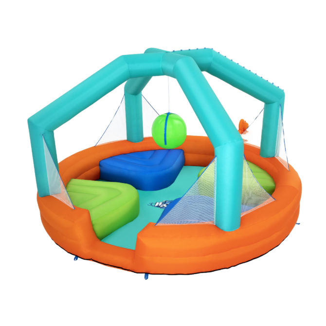 Piscina Hinchable Bestway Dodge & Drench Water Park 450x450x268 cm con Juego de Pelota Suspendida y Plataformas