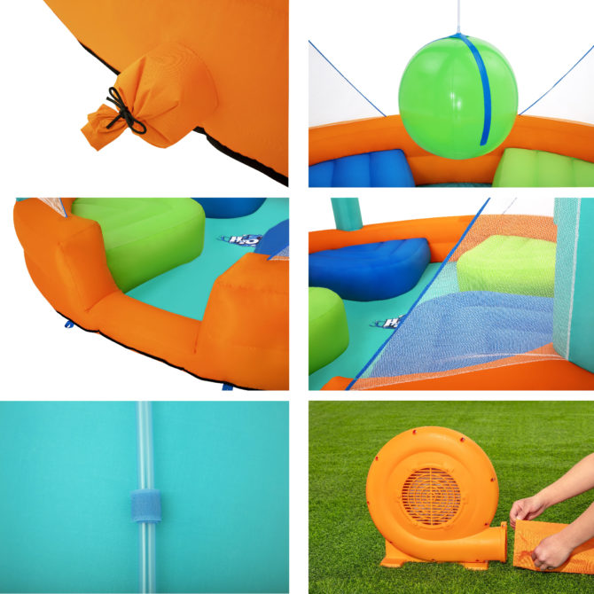 Piscina Hinchable Bestway Dodge & Drench Water Park 450x450x268 cm con Juego de Pelota Suspendida y Plataformas - Imagen 3