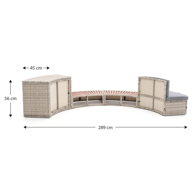 Revestimiento Spa Hidromasaje K2O Half Surround 180 289x45x56 cm Borde para Spa Semicircular de 4 piezas Escalones, Banco y Almacenamiento - Imagen 4