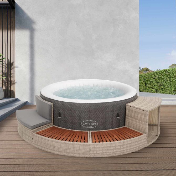 Spa Hinchable Bestway Lay-Z-Spa Havana Ø180x66 cm con Airjet + Revestimiento K2O Half Surround 180 289x45x56 cm Borde para Spa Semicircular - Imagen 2