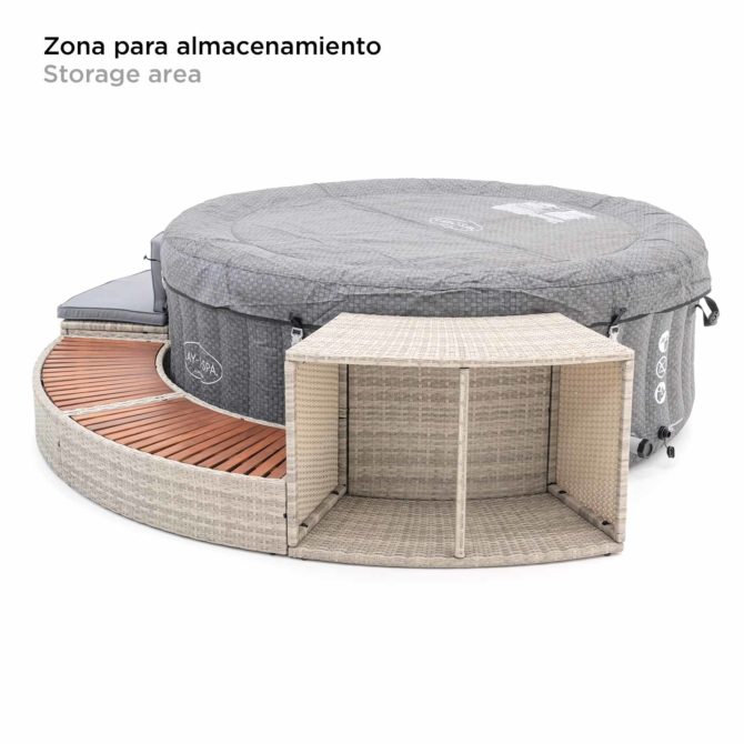 Spa Hinchable Bestway Lay-Z-Spa Havana Ø180x66 cm con Airjet + Revestimiento K2O Half Surround 180 289x45x56 cm Borde para Spa Semicircular - Imagen 3