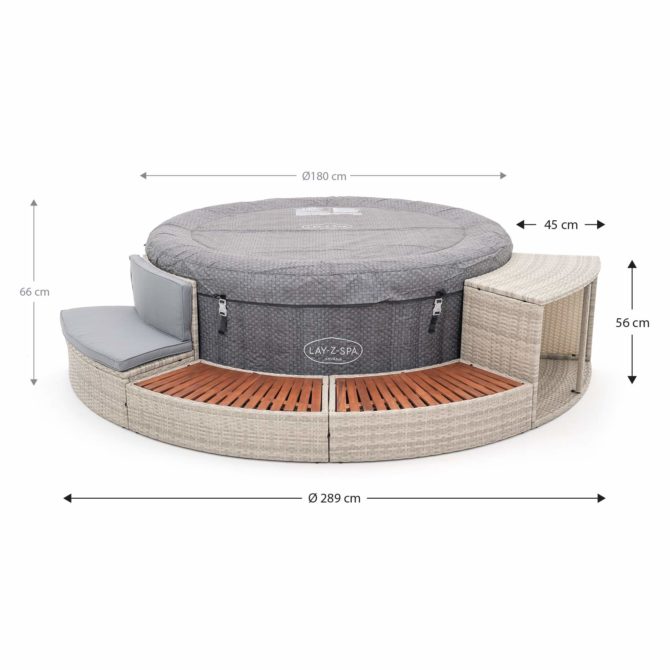 Spa Hinchable Bestway Lay-Z-Spa Havana Ø180x66 cm con Airjet + Revestimiento K2O Half Surround 180 289x45x56 cm Borde para Spa Semicircular - Imagen 4